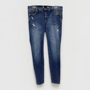 Kut from the Kloth Women’s Mia Toothpick Skinny Jeans Medium Wash Distress Sz 10